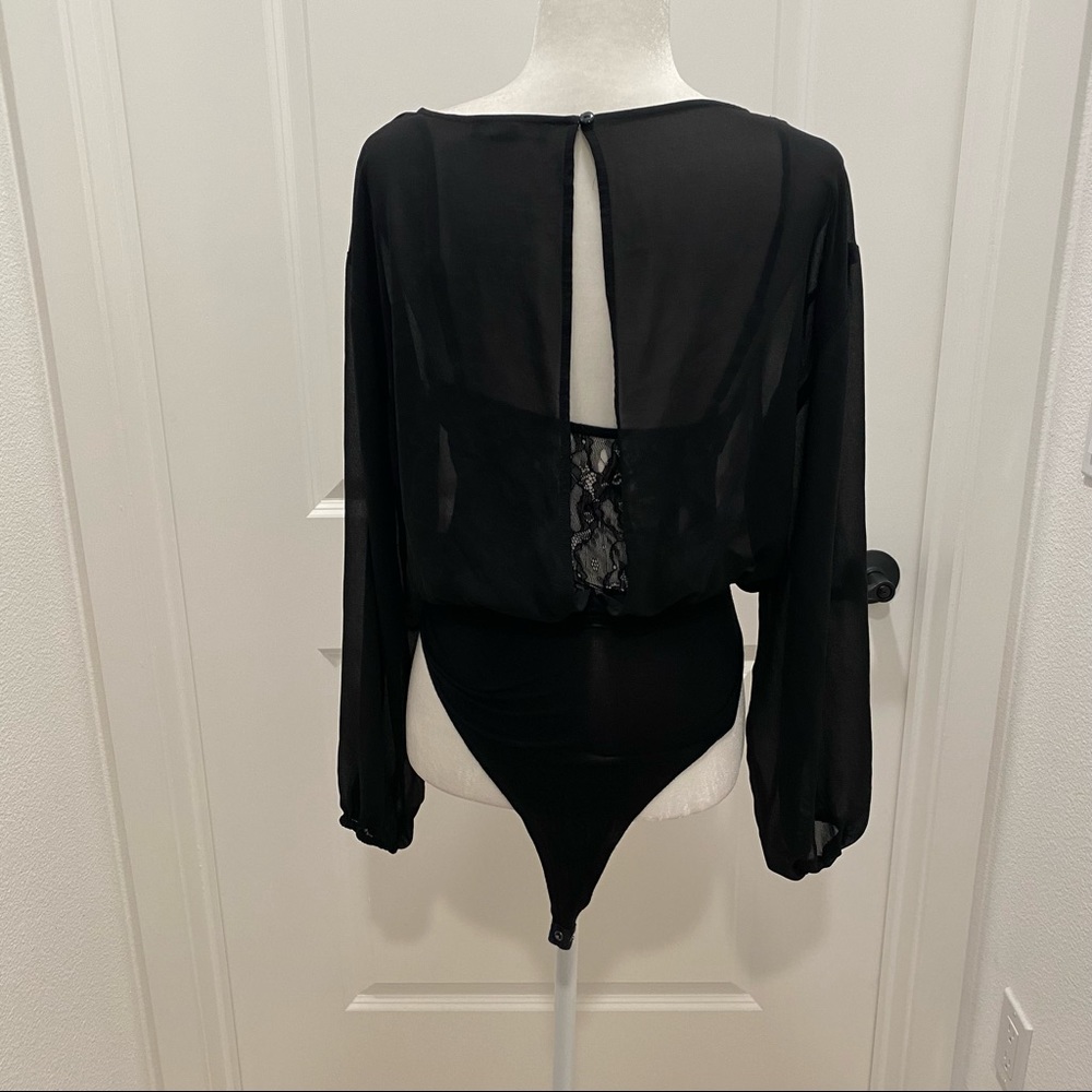 Forever21 long sleeve black lace bodysuit - Picture 4 of 8
